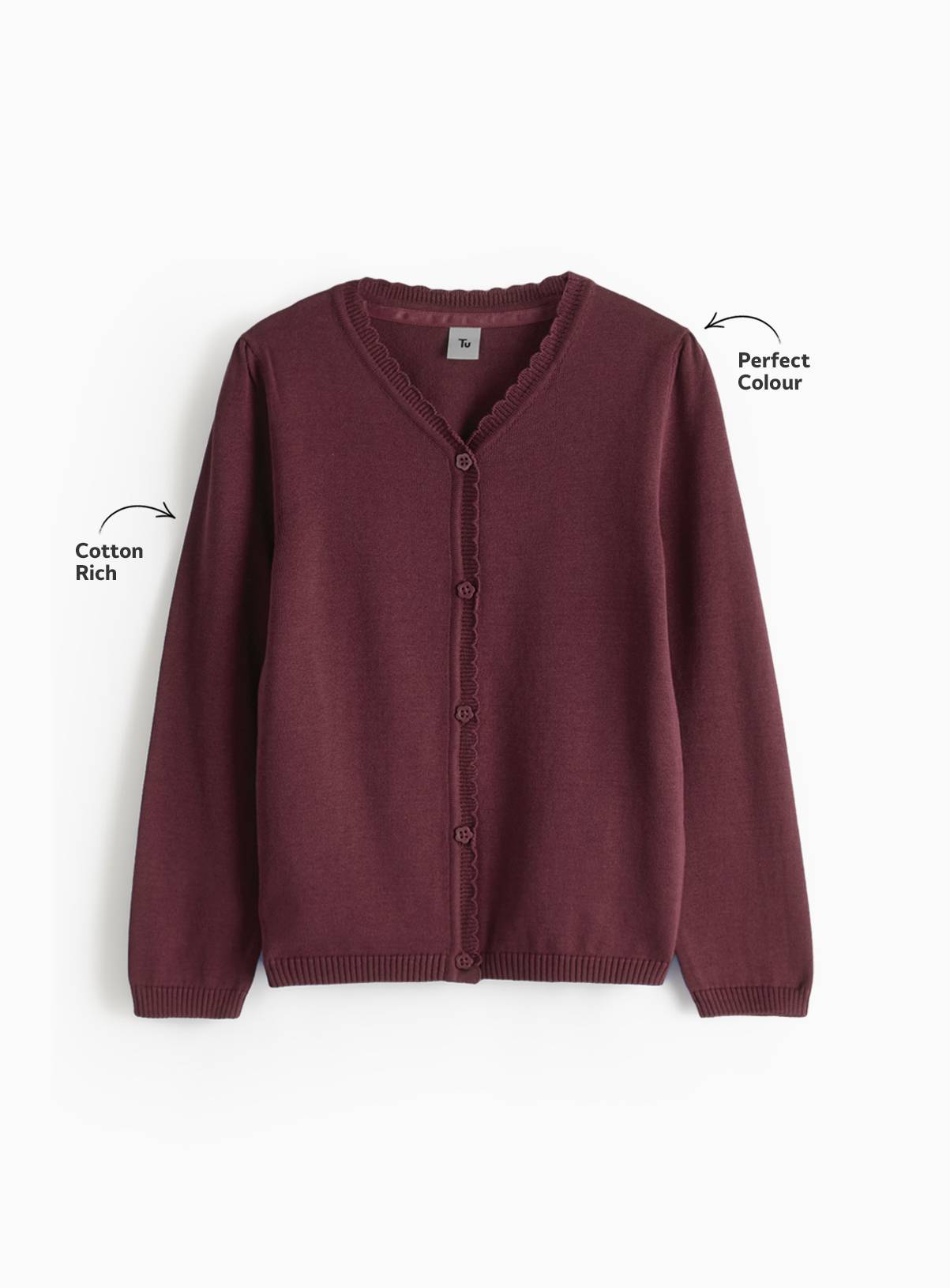 2 Pack Dark Red Knitted Cardigans 11 years - Image 2